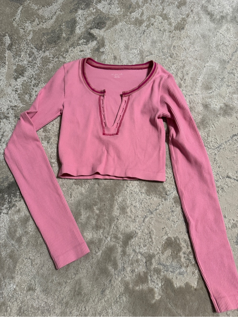 Urban Outfitters Out From Under Pink Ribbed Long-Sleeve Crop Top - Women